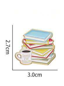 1个可爱合金知识书胸针创意卡通咖啡笔记本智能服装配饰奖励宝箱花朵金属徽章办公配饰衬衫夹克首饰万圣节衣夹趣味教师礼物00 - 彩色 - 查看 3