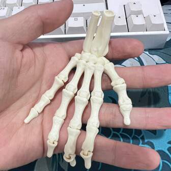 1 pieza/2 piezas/Estatua de calavera de hueso de mano impresa en 3D - Plástico PLA de 3.66 pulgadas de largo, estilo gótico para decoración del hogar, uso interior y exterior, regalo aterrador para Halloween/Navidad/Día de San Valentín/Acción de Gracias/Pascua, decoración estacional, figura duradera, decoración para fiestas