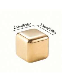 8pcs Metal Whiskey Golden Stones With Silicone Tong Set, Golden Stainless Steel Whiskey Ice Cubes, Golden Reusable Chilling Ice Cubes Wine Chiller For Beer, Vodka, Liqueurs, Sushi, Cocktail Party Bar, Drinks Cooler Set, - Vàng - Xem 3