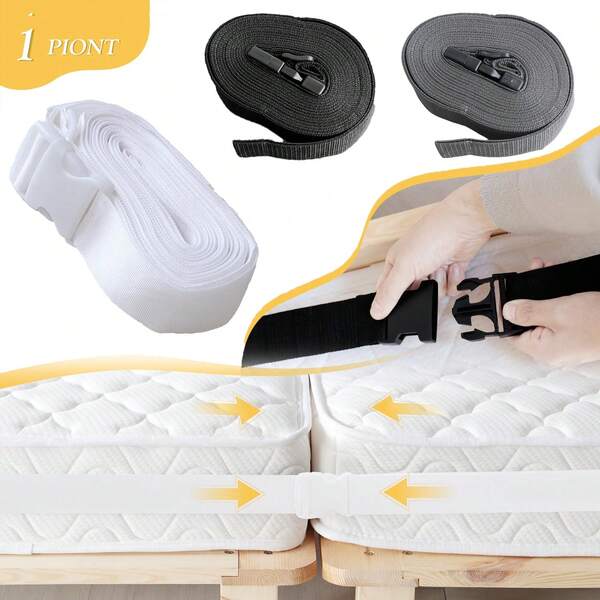  DEWEL Bed Mattress Band, Fixing Belt, Connecting Belt, For Mattresses, Prevents Slipping, Connecting, For 2 Beds, Band, Prevents Gap, White, Length 1000 X Width 5cm