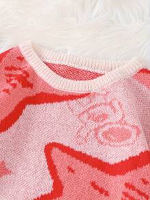 Ladies' Creative Printed Knitted Sweaters, Stylish And Casual Pullovers, Made Of Soft, Comfortable And Warm Fabric, Suitable For Spring, Autumn And Winter.