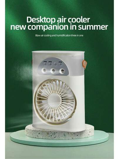 3-In-1 Air Cooler, Humidifier & Fan With 3 Ultrasonic Nozzles, 250ml Water Tank, Colorful Lights, High Air Volume, Timer Function