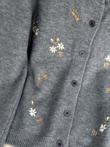 3D Embroidered Knit Cardigan, New Design Heavy Sweater Jacket For Autumn/Winter - Grey - View 5