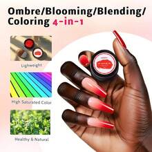 Sponge Pat Paint Nail Gel, 9 Colors Ombre Nails Gradient Gel Nail Blush Blooming Aura Nails Drawing Stripper Floral Painting Nail Art, No Wipe, UV/LED Curing (9 Colors H) - 紅色 - 查看 10