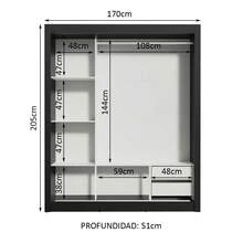 Ropero Closet Madesa Lyon 3 Puertas 2 Cajones Color Negro y Marrón - Negro y Marrón - Ver 5