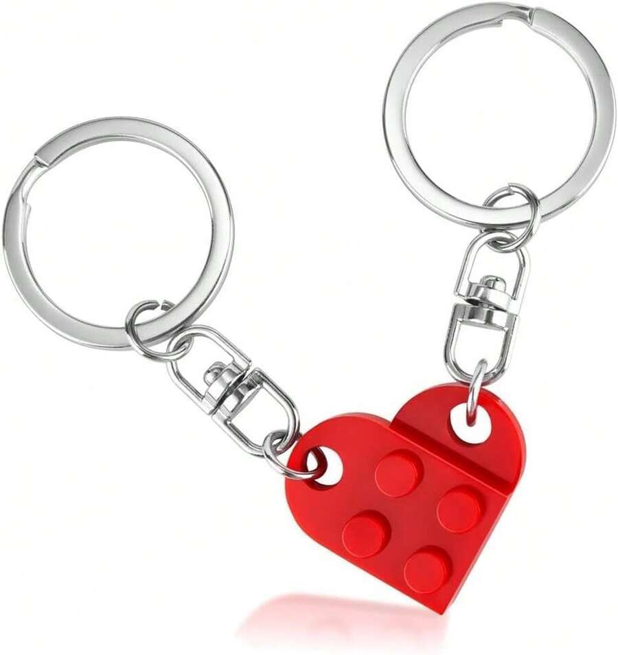 1 Pair Couples Matching Stuff Gifts - Red Heart Keychain, Matching Couple Heart Keychains Decorations Christmas Valentines Day Gifts For Boyfriend Girlfriend - 1對 - 查看 1