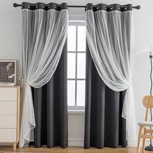 Blackout And Sheer Layered Solid Window Curtain Panel Pair With Grommet Top, 52Wx63L, Orange - Anytime Use - 黑色 - 查看 1