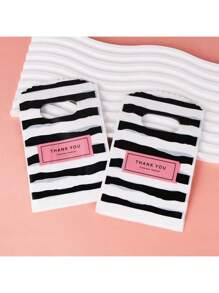 45 piezas Bolsas de regalo de plástico mini para empaquetado de joyería, bolsas de compras con asa, a rayas negras, para Halloween, Navidad