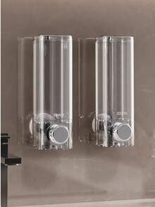 Suction Cup Soap Dispenser, No-Drill Bathroom Shower Gel Shampoo Refillable Bottle, Hotel Wall Mount Liquid Soap Dispenser, Home Shower Gel Bottle Home Bathroom Decor Fall Decor Back To School - Multicolor - View 3