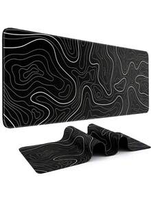 1 pieza Alfombrilla de ratón extra grande con textura de líneas abstractas minimalista, tamaño 900*400*2mm, alfombrilla de ratón para e-sports extra grande/productos electrónicos/suministros de oficina/alfombrilla de ratón y reposamuñecas - Negro - Ver 5