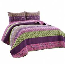 LUSH DECOR Royal Empire Quilt Navy 3Pc Set King Halloween-Fall Decor-Room Decor - Mận - Xem 5