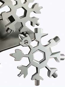 1pc 18-In-1 Stainless Steel Snowflake Multi-Tool, Bottle Opener/Flat/ Screwdriver Set/Wrench, Christmas Gift For Men - Silver - View 2