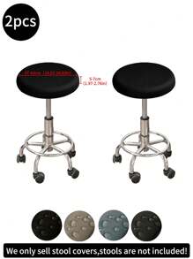1pc/2pcs/4pcs/6pcs/30pcs Khaki Waterproof Milk Silk Coated Round Stool Covers, Modern Style, All-Season Dustproof Removable Elastic High-End Bar Stool Slipcovers, Suitable For Home, Bar Etc., Black, Light Grey, Meteor Grey