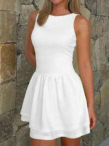 Women's Solid Color Bodycon Backless Christmas Dress