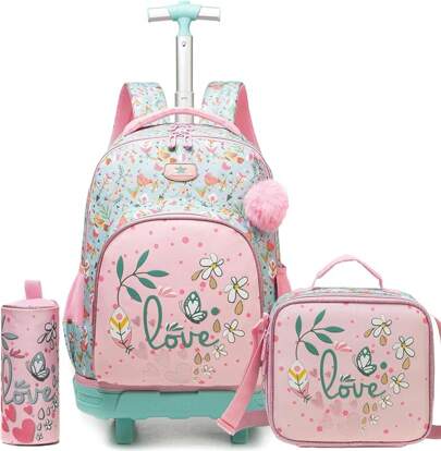 Boys Rolling Backpack For Kids 8-12 Trolley School Bag With Wheels Travel Backpack For Kids With Lunch Bag Back To School Supplies