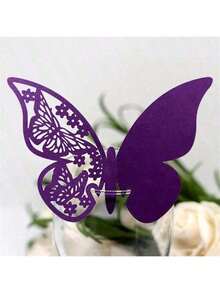 50 张 3D 蝴蝶座位卡 酒杯座位卡，蝴蝶婚礼座位名片，镂空蝴蝶座位卡 婚礼派对装饰，非常适合婚礼、毕业典礼、生日派对、周年纪念 - 墙贴可增强氛围，圣诞节