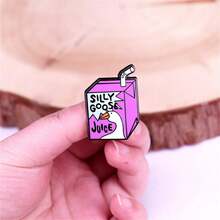 Silly Goose Juice Funny Enamel Pin Purple Drink Badge Lapel Pin Cartoon Juice Box Brooch Pin Cute Animal Duck Juice Brooch Pin Clothing Backpack Hat Decoration - 1 - 查看 4