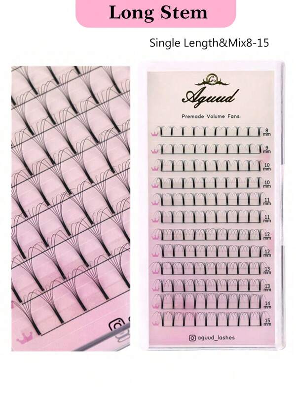 240/120pcs 3D 4D 5D 6D 8-15mm C D Curl Russian Pre Made Volume Fans Premade Fans Eyelash Extensions Long Stem Promade Lash Extensions