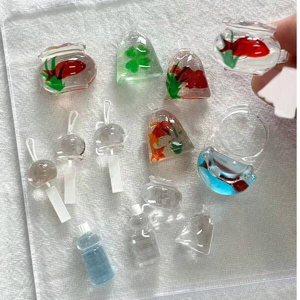 2,5D Windspiel Goldfisch Form, Harz Gussform, Silikon Formzubehör, Harz Flüssigform, Harz Schlüsselanhänger Silikonform, Harzform