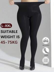 Plus Size Women's Thin Black Pantyhose, Comfortable And Breathable For Daily Wear - Black - View 6