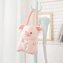 1pc Cute Pink Pig & Blue Elephant Tissue Box, Portable Plush Handheld Tissue Paper Holder, Cartoon Car/Home Decor Facial Tissue Box For Living Room, Bathroom, Coffee Table - Multicolor - View 8