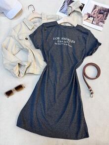 Women's Cotton Dress - Dark Grey - View 4