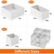 Stero 12 Pack Drawer Organizers For Clothing, Dresser Drawer Organizer Clothes, Fabric Foldable Closet Organizers And Storage Basket Bins For Clothes, Underwear, Bras, Socks (White)