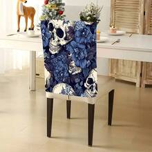 1 pieza/4 piezas/6 piezas/10 piezas Funda de silla de felpa corta con estampado de calavera y flores, funda de silla desmontable de tela de felpa corta, protector de respaldo de silla, cubierta decorativa para silla de comedor, apta para todas las estaciones, funda de silla decorativa para días festivos, para comedor, sala de estar, protección de silla para el hogar, con protección de respaldo, apta para restaurante, oficina, sala de estar, hotel y decoración del hogar