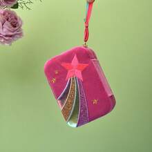 New Jewelry Box Storage Box Suede Embroidery Portable Jewelry Ring Jewelry Box - Pink - View 4