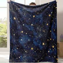 1PC Starry Flannel Blanket Nap Blanket Sofa Bed Sofa Use Warm Comfortable Soft Blanket Home Comfort Lightweight Blanket Sofa Bed Travel Camping Living Room Office Sofa Chair Bed Flannel RDLU - Multicolor - View 1