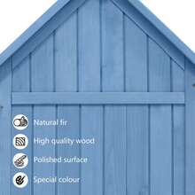 okwish Garden Cabinet Tool Shed, Tool Shed With Gable Roof And Storage, Garden Tool Cabinet Wooden Tool Shed, Weatherproof - 藍色 - 查看 7