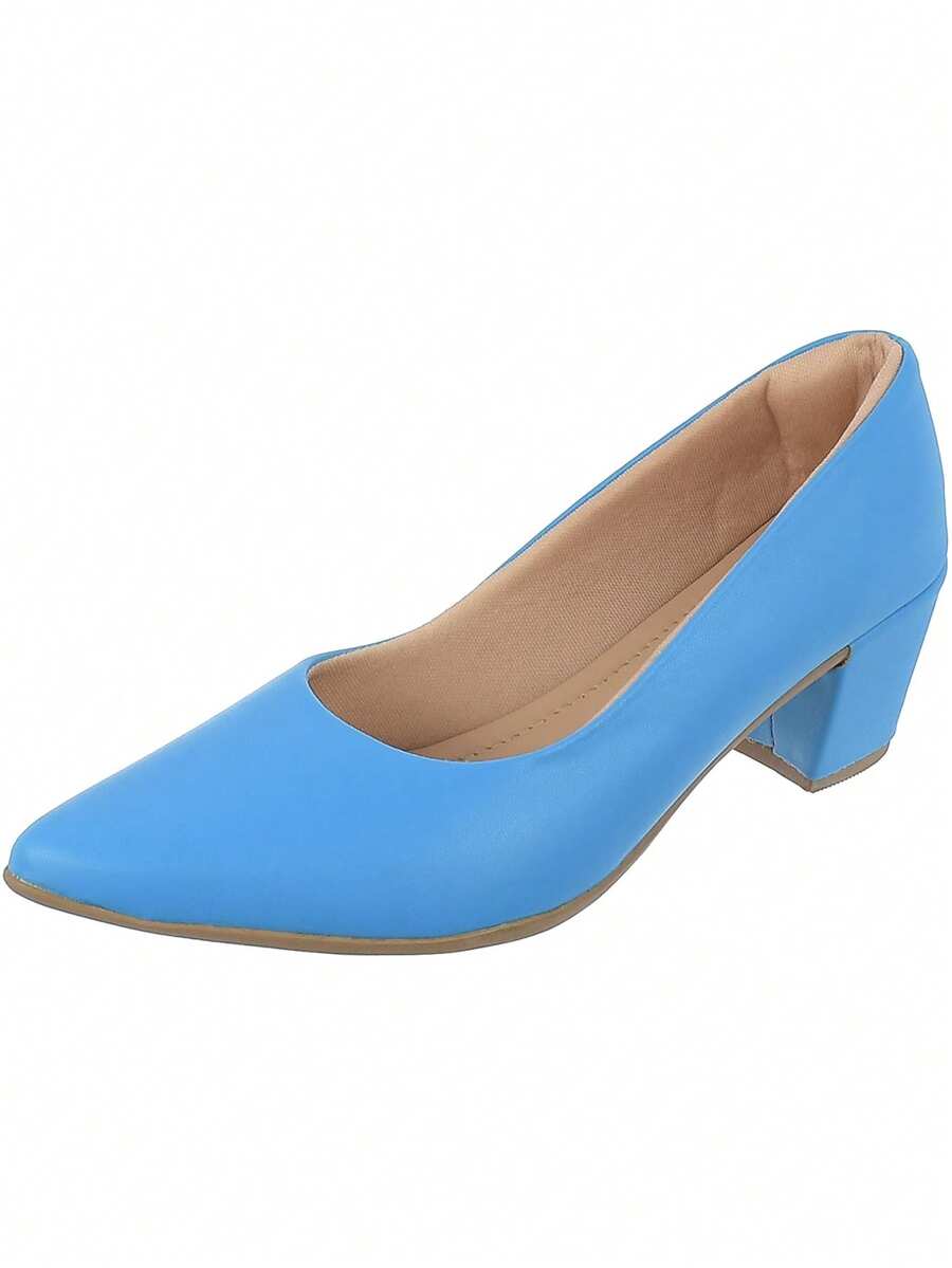 Anna Karol 6cm High Thick Heel Luxury Pointed Toe Pumps - 藍色 - 查看 1
