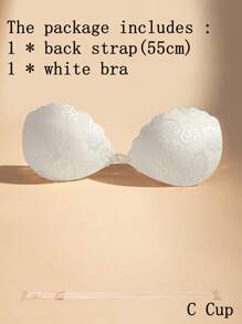 ideaCCSZ 1件/2件装蕾丝隐形文胸，白色粘性聚拢文胸，硅胶乳贴，前扣自粘设计，后背带，可重复使用，适合婚礼和无肩带晚礼服