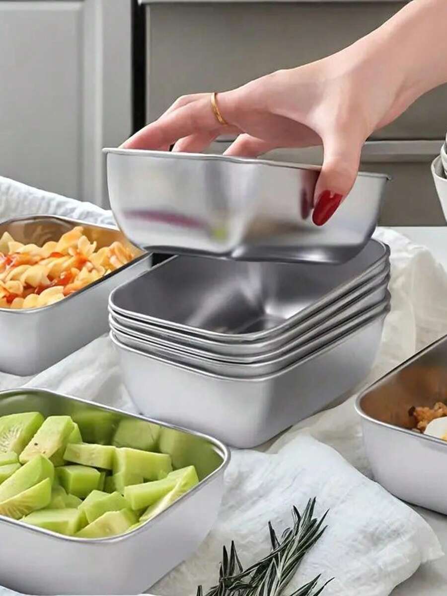 1 件不锈钢食品储存容器，带盖密封方形午餐盒，家用冰箱储物盒。304 不锈钢食品储存容器，加厚冰箱储物盒，专为冷藏和冷冻设计