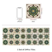 24 piezas Adhesivos decorativos de estilo mandala autoadhesivos y removibles para decoración del hogar (no son azulejos). Resistentes al agua y al aceite, adecuados para la cocina, salpicadero de cocina autoadhesivo, adhesivos con temática de alimentos, aptos para decorar la sala de estar, dormitorio, cocina, oficina, baño y otras habitaciones - Multicolor - Ver 16