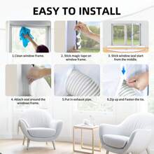 1 块窗户密封布，便携式空调和烘干机布配件，一根或两根管道通用窗户密封条，（有 3 米、4 米、5 米三种规格可供选择）适用于每台移动空调设备 - 彩色 - 查看 13