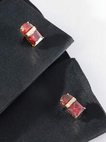 2 Stücke kristalline trapezförmige Manschettenknöpfe, Goldfarben, nicht verblassend, für Bräutigam Hochzeitsanzug