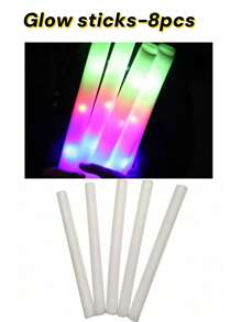 8 件 - 发光光纤灯棒、LED 灯棒、夜光派对用品、光纤灯棒、LED 闪光棒、派对光纤灯棒、婚礼、万圣节、新年派对礼物圣诞节感恩节（某些部件可能是随机的）、节日必需品、秋季、感恩节、万圣节、圣诞节、狂欢节、国庆节、秋季、独立日 - 白色 - 查看 11