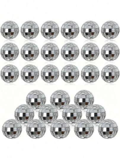 20 PIEZAS Mini Bolas de Discoteca, Decoración de Pastel de Bola de Discoteca Plateada, Bolas de Espejo Plateadas Reflectantes, Adecuadas para Decoraciones de Fiestas de Discoteca y Pasteles de los Años 70 - Sin Plumas, Material de Vidrio, Boda, Cumpleaños, etc. - Accesorios Colgantes Multifuncionales, Decoración Navideña