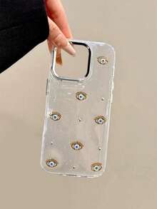Creative Large Eyes Design Shiny Phone Case Compatible With Iphone 13/13Pro/14/14Pro/11/16 ProMax, Protective Slim Fit Accessories Waterproof Shockproof Anti-Fall Scratch Resistant - Clear - View 1