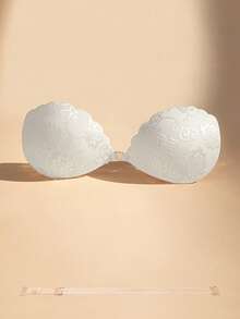 ideaCCSZ 1件/2件装蕾丝隐形文胸，白色粘性聚拢文胸，硅胶乳贴，前扣自粘设计，后背带，可重复使用，适合婚礼和无肩带晚礼服