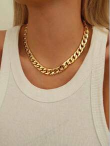 3pcs Men's Fashionable Versatile Simple Cross Chain Necklace - Yellow Gold - View 4