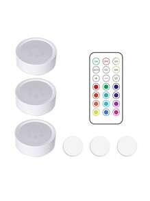 Luz LED de gabinete inferior con control remoto inalámbrico, luz LED inferior individual, iluminación de ambiente colorida para días festivos, luz nocturna regulable del gabinete LED del gabinete, lámpara de decoración para pasillo y armario