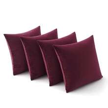 1pc Velvet Christmas Throw Pillow Covers Decorative Square Pillowcase Soft Solid Cushion Case For Sofa Bedroom Chair Car 18x18 Inch Red Wine - Burgundy - View 6