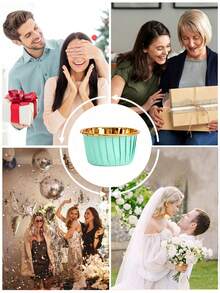 50 peças/100 peças Copo de Papel Mafen, Ferramenta de Cozimento de Cupcake de Papel, Suporte de Papel para Bolo com Borda Ondulada Dourada, Copo de Papel Antigordurado Colorido para Cozimento, Filme de Cozimento, Copo de Papel para Bolo com Boca Ondulada Dourada, Forma de Papel Alumínio Descartável para Cupcake, Bandeja Descartável de Cozimento de Cupcake de Papel