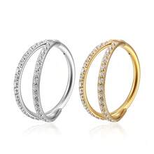 Argola Dupla de Piercing Dubhe com Zircônias - Feito em Titânio, Seguro para Pele Sensível - Kit 2-Prata - Visão 9