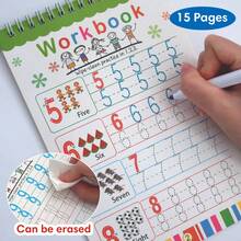 Lachilly 26 Alphabet Tracing Letter Workbook Preschool Kids Learning Training Book Educational Toy With Erasable Pen Handwriting Exercise Book For Children Letter Numbers Skills Development Calligraphy Reusable Practice Book - Multicolor - View 8