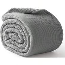 Large 50 X 70% Cotton Muslin 6-Layer Breathable Lightweight Throw Blanket Bed And Couch, Soft Quilt Bedspread, All-Season Gauze Blanket Adults, Lavender - 06 - 灰色 - 查看 9