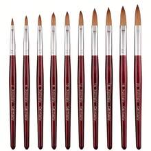 Cọ vẽ móng chuyên nghiệp Kolinsky cỡ 2#-24# Cọ vẽ móng tay cán gỗ màu đỏ, cọ vẽ móng gel, bút vẽ móng, phụ kiện làm móng tự làm - Gỗ đỏ - Xem 2