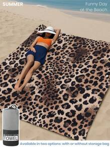 1pc Printed Beach Towel, Leopard Pattern Swim Towel, Bath Towel, Fashion Style Beach Towel, Super Absorbent Bath Towel For Bathroom, Swimming, Fitness, Yoga, Soft And Comfortable Microfiber Towel, Lightweight And Portable, Wind And Sun Protection, Sandproof For Summer Travel, Vacation Holiday Bathroom Decor, Available With Or Without Storage Bag, Recommend Regular Sizes And Larger Sizes, (35*75cm Small Size Face Towel,150cm Or Above Recommended) - Multicolor - View 10